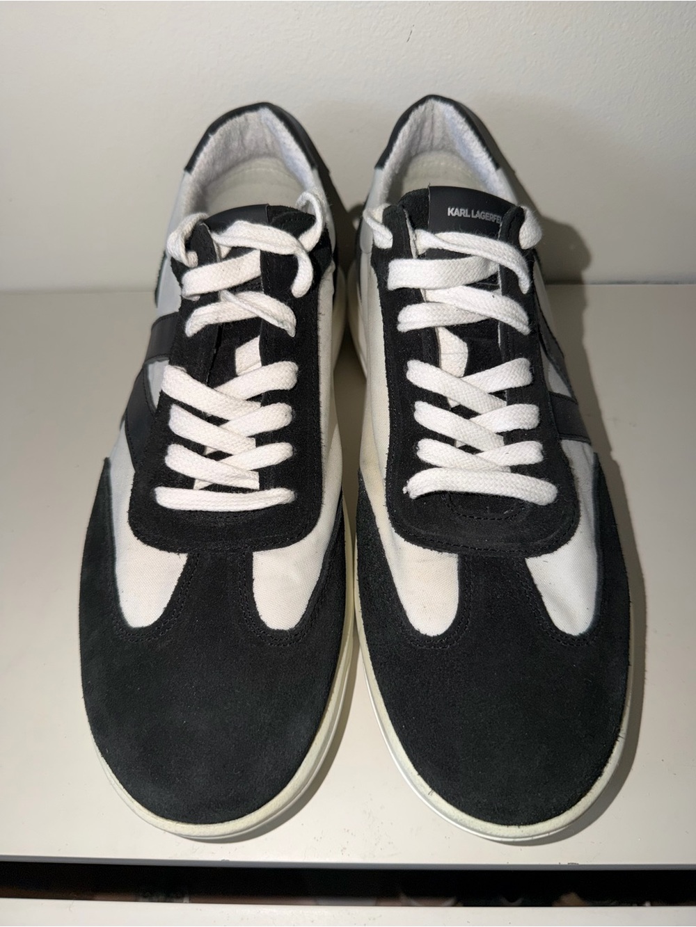 Karl Lagerfeld Men’s Black & White Suede Casual Sneakers. Sz 9.5